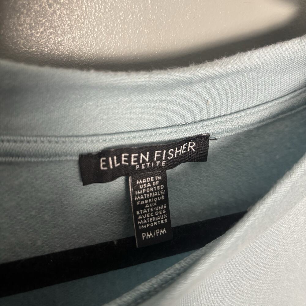 Eileen Fisher Womens Blue Organic Cotton Tencel Lyocell Blend Petite Medium Top - Picture 2 of 7